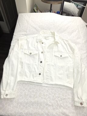 Loulou Studio White Cropped Denim Jacket